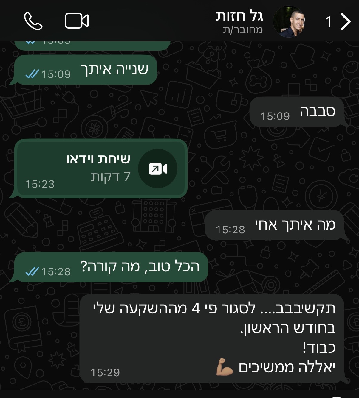 צילום מסך של שיחת וואטסאפ עם לקוח. הלקוח כותב שסגר פי ארבעה מההשקעה שלו כבר בחודש הראשון, ושהם ממשיכים.